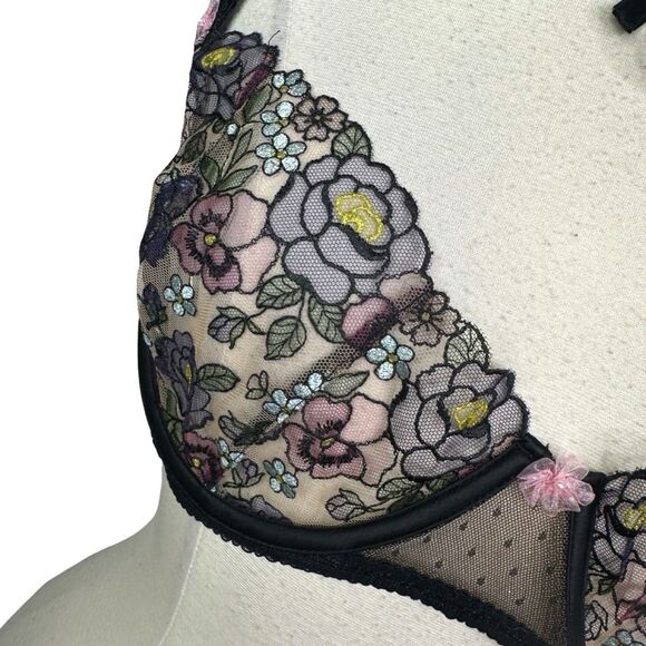 For Love & Lemons Clara High Neck Underwire Bra - Size 38D - Picture 3 of 9